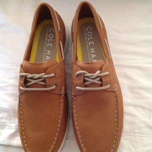Cole Haan Men's Grand Atlantic Tan Nubuck Leather Boat Shoes 11.5M - New in Box